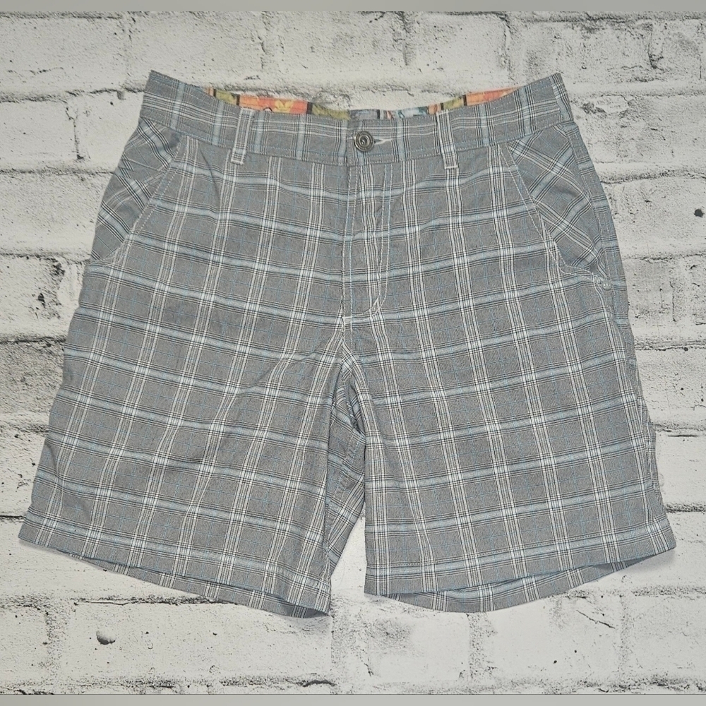Lululemon Kahuna Plaid Chino Shorts Gray Blue Size 32 Golf Casual